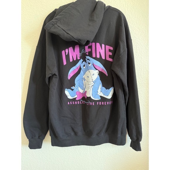assholes live forever Other - Assholes*s Live Forever Eeyore I'M FINE Black Graphic Hoodie Mens Large